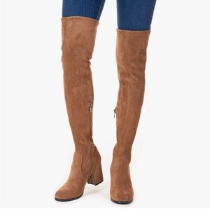 Suede Camel Over-the-Knee Boots